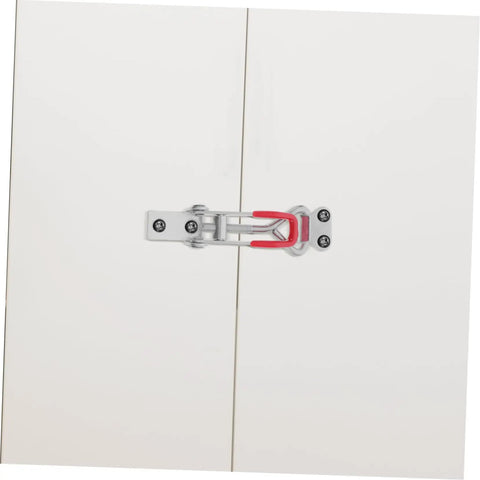 Beefy Heavy Duty Toggle Latch Clamps Set Adjustable Galvanized Iron Pull Latches With Buckle Joint For Doors Cabinets Lock Boxes And Metal Hasp Hardware High Capacity 360 Pounds mounted on white cabinet door