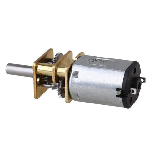 Pro Grade Miniature 12V DC Geared Motor With 12MM Metal Casing And Smooth Operator 60RPM Drive features steel gears and 10MM shaft.