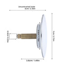 Side view of Rotary Bathtub Drain Stopper Copper One Press Seal Hair Catcher with dimensions 7cm by 6cm.