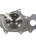 Heavy Duty Engine Water Pump For Ford Mustang And F150 V6 Cooling System, overhead view of silver metal component with bearing.