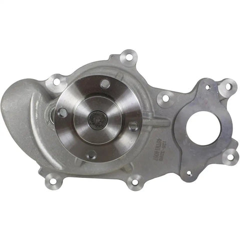 Heavy Duty Engine Water Pump For Ford Mustang And F150 V6 Cooling System, overhead view of silver metal component with bearing.
