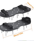 One Size Fits All Spike Lawn Shoes For Aeration Garden Yard Patio Work with adjustable straps and green polypropylene spikes