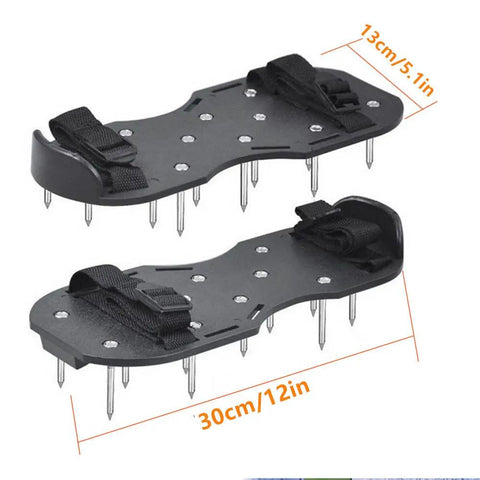 One Size Fits All Spike Lawn Shoes For Aeration Garden Yard Patio Work with adjustable straps and green polypropylene spikes