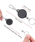 Extendable Keychain With Retractable Cord, 60cm Steel Wire Rope Key Reel extended and measured, ABS plastic, stainless steel clip