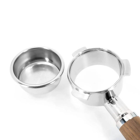 Bottomless 54mm Portafilter With Walnut And Stainless For Breville Espresso Machines That Fit Barista Express Pro Touch Bambino Plus