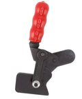 Heavy Duty Toggle Clamp With Arrow Storage Case For Boxes And Suitcases That Push Pull Fastens Easily So You Can Secure Gear Without Wasting Time On Complicated Latches Or Broken Hardware During Your Next Big Adventure Outdoors, black steel clamp with red handle