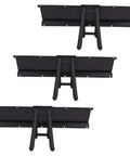 Beefy Garage Wall Storage Kit With 3 Heavy Alloy Steel Rails 3 Shelves And 6 Hooks for holding tools and garden gear.
