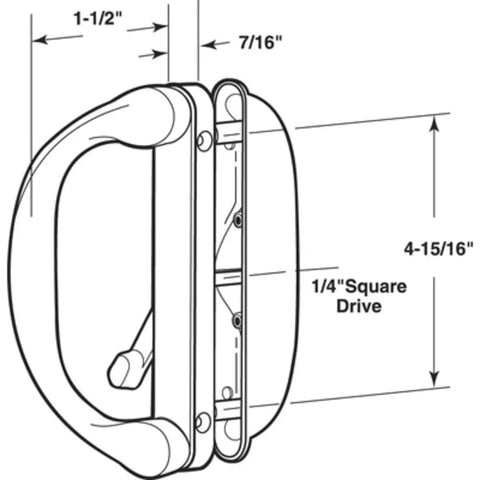 Illustration of Involute Sliding Patio Door Handle Set White, 2-Piece Inside Handles With Dual Thumb Latches for Thick Doors