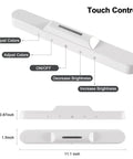 Wireless Under Cabinet Lights 56 LED With Touch Control, magnetic closet lighting, shown with dimensions and button labels