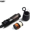 Leather Stitching Pro Grade Awl Tool Set with aluminum handle, ebony grip, wrench, needles, and three thread colors visible.