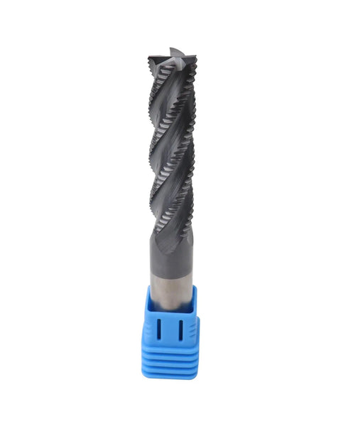 Three Pack Half Inch Carbide Roughing End Mills For Steel With Four Flutes 35 Degree Helix Nano Coated ALCrSiN CNC Router Bits