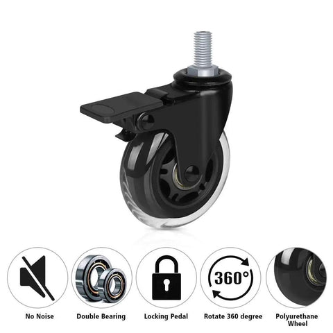 Tough As Nails Heavy Duty Lockable Swivel Caster Wheel With M10 X20MM Threaded Stem Three Inch industrial caster showing locking mechanism.