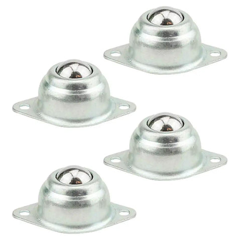 Heavy Duty Rock Solid 4 Pack 5 8 Inch Alloy Steel Ball Bearings Flange Mounted Transfer Roller in silver finish