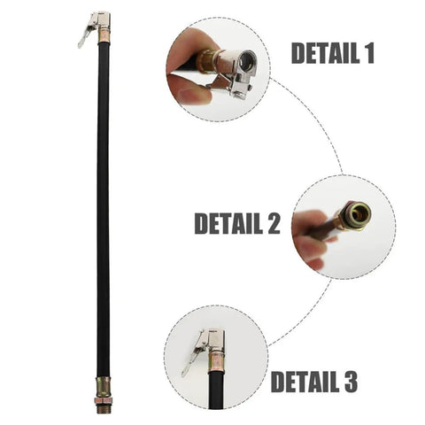 Tough As Nails Air Pump Hose Adapter Quick Connect Replacement For Tire Inflator With Durable Build And Anti Slip Grip To Ensure Safety While Inflating So You Can Hit The Road Without Leaks Being Stuck Roadside Safe And Sound black rubber hose with metal chuck