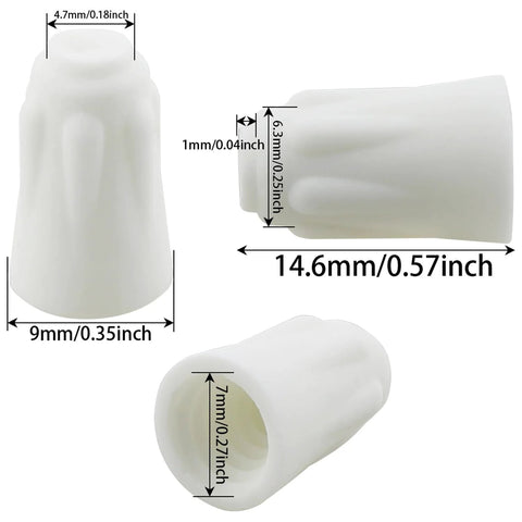 Front view of white ceramic wire connector cap for high-temperature wiring; small ceramic nut with 7mm inner bore.