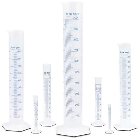 Various size graduated cylinders including 10ml Plastic Graduated Cylinder With 0.2ml Increments Printed Blue Graduations Single Metric Scale Polypropylene Lab Cylinder For Pro Grade Precision Roll Proof Easy To Read And Durable Plastic