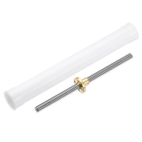 150mm Tr8x2 Lead Screw With Brass Nut Acme Thread 2mm Pitch 1 Start 2mm Lead 304 Stainless Steel Bar DIY Friendly Printer Upgrade Part For 3D Printers And CNC Machines With Plastic Packaging Tube Silver