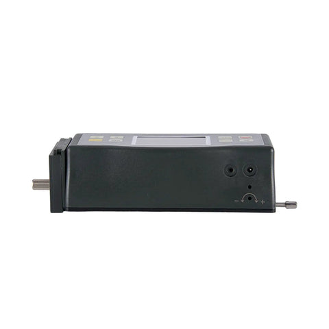 Side view of the Pro Grade Digital Surface Roughness Tester for Ra and Rz, Compact Gauge ISO DIN ANSI JIS Compliance, Induction Sensor.