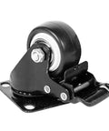 Top Shelf Universal Replacement Caster Wheels Featuring Snappy 360 Degree Swivel Capability And Solid Locking Brake Sweet Non Marking Rollers For Heavy Duty Tool Cart Rigs close-up view of a single heavy-duty black caster wheel with mounting plate.