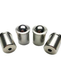 Close-up of Hardcore 304 Stainless Steel Spring Ball Plunger Solid Grip Positioning D6 X L7, 10 piece lot, chrome finish.