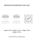 Keyless Mechanical Cam Lock For Drawers Gold Zinc Alloy Cabinet Security With 3 Digit Combination Dial dimensions diagram