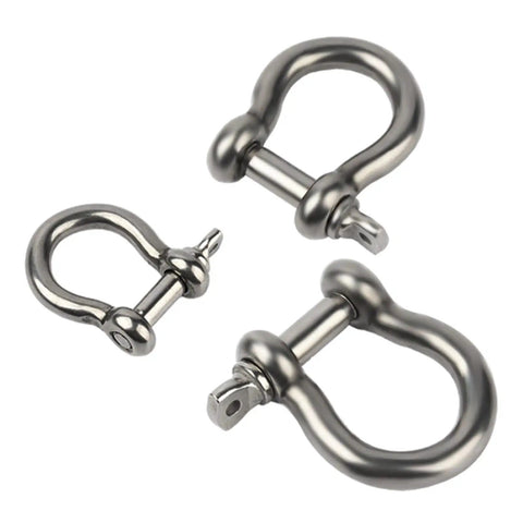 M5 D Type Clevis Shackle Real Deal 304 Stainless Steel U Shaped Rigging Hardware, featuring three sizes for varying tasks.