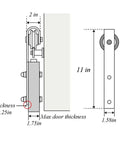 Dimensions of Black Steel Sliding Barn Door Hardware Kit With Pro Grade Big Rollers And Long 6 Ft Track For Closet Doors