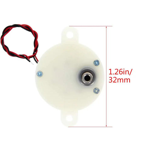 Front view of 2 Pack DC 6V Micro Gear Motors With Dope Compact Reducer, 32mm diameter, showing compact design and wiring.