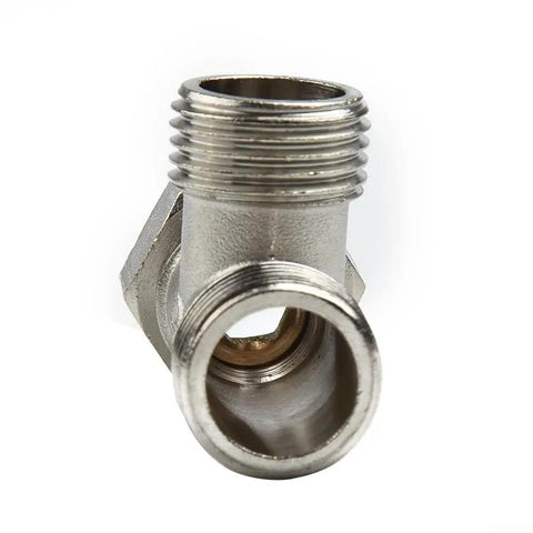 Tough And Slick T Adapter Diverter Valve For Bidet Sprayer And Shower Splitter with threaded connections and solid brass construction.