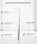 Built Tough L Shaped Shelf Bracket For Wall Mount Storage In Kitchen Cabinets Closets And Wardrobes Two Point Eight Inch Height Stainless Steel Silver 1 Pack Easy Install side view