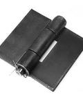 Mountain_Ark 4-pack weldable door hinge, heavy-duty black metal, 4-1/2 x 4-1/4 in, 4.7 mm thick (angled front view)