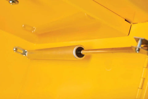 Close-up of the interior handle on the Heavy Duty Reinforced Steel Outdoor Flammable Liquid Storage Cabinet.