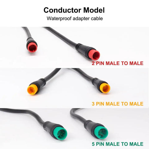 Male to Male Ebike Extension Cable for Electric Bike Display and Gear Shift Sensor, 2Pin 3Pin 5Pin Waterproof Connectors, Expand Ebike Light and Twist Throttle, IPX6 All Weather, 50 cm, Yellow