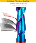 Solid carbide end mill, CNC 2-flute with blue-purple multilayer coating for metal and wood cutting