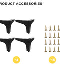 4 Inch Triangle Metal Furniture Legs Set Of 4 For Cabinets And Dressers Heavy Duty Replacement Feet With Matte Black Finish and screws