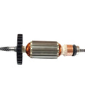 Armature Rotor Assembly For Polisher Motor Replacement, 152 Mm Total Length, 42 Mm Core Height, 35 Mm Core Diameter, 6 Teeth, Beefed Up Copper Windings In Metal Body With High Temperature Enamel, Reliable Replacement Part