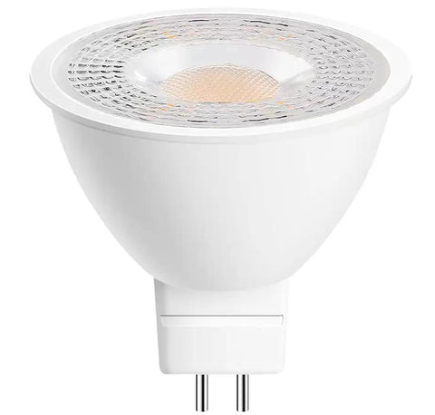 Heavy Duty MR16 LED Bulbs 6 Pack GU53 Bi Pin Base 5 Watt Replaces 50 Watt Halogen 5000K Daylight White, GU5.3 base bulb close-up.