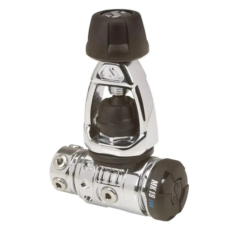Mk19 Evo G260 Dive Regulator System with air balanced first stage showing two high pressure ports for scuba diving.