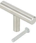 Stainless Steel T Type Drawer Cabinet Wardrobe Door Pull Handle 2 To 14 Inch Silver Bar Hardware with screw detail
