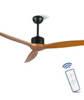 52 Inch Solid Wood Ceiling Fan No Light For Outdoor Patio With Three Brown Blades In Gray Walnut Finish Moisture Proof Farmhouse Style For Living Room Bedroom And Kitchen.