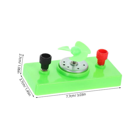 Mini Solar Powered DC Motor For Science Experiments And Hands On DIY Projects, green base with fan blades and connectors