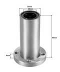 Heavy Duty Extra Long Round Flange Linear Ball Bearing LM20UU With 20 Mm Bore, 32 Mm Outer Diameter, 80 Mm Length, Double Sealed Sides, Chromium Steel Shell, High Precision Low Friction For Ultra Smooth Linear Motion. Flanged 20mm bore bearing with 32mm OD and 80mm length
