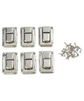6 Pack Nickel Toggle Latch For Suitcase And Trunk Luggage Box Lock Clasp With Screws 38x25mm, iron hardware set on white background
