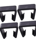 Four Pack Sturdy Chair Clips For Rattan Furniture in black, shown as corner connectors for secure cushion fastening.