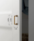 Five Inch Center To Center Warm Champagne Bronze Modern Cabinet Pulls In Brushed Zinc Alloy on white cabinet door