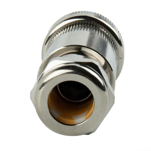 Top Shelf 7 Pin Proportional Valve Connector Plug And Play Design Built Tough For Heavy Duty Hydraulic Systems close-up view of metal connector.