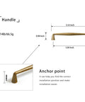 Dimensions of Vintage Brass Zinc Alloy Cabinet Handles Set Of 6 5.03 Inch Center To Center with anchor point details.