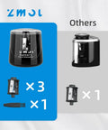 Portable Battery Powered Electric Pencil Sharpener 6 To 8mm For School And Home Use On The Go Black With Three Blades Two Spare Blades Included AA Battery Operated No USB Charging Required, black with blades included