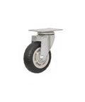 Heavy Duty Swivel Plate Caster Replacements Crafted From Solid Steel, Tough As Nails Casters with black rubber wheel for rough surfaces.