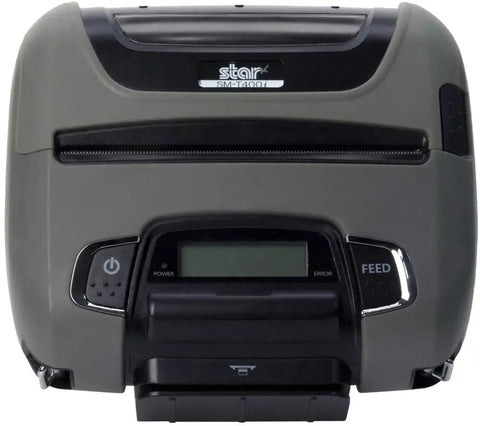 Rock Solid 4 Inch Portable Bluetooth Receipt Printer With Tear Bar High Speed Mobile Thermal Device For IOS Android Windows, front view.